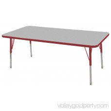 30in x 60in Rectangle Everyday T-Mold Adjustable Activity Table Maple/Maple/Red - Chunky Leg